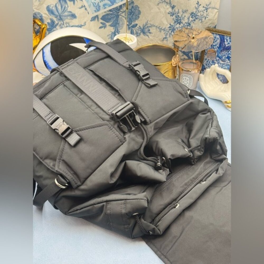 🆕 GANNI 🧿 NWOT Black Recycled Tech Backpack - Picture 9 of 12